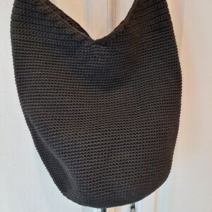 The Sak Classic Black Hobo Woven Bucket Shoulder Bag